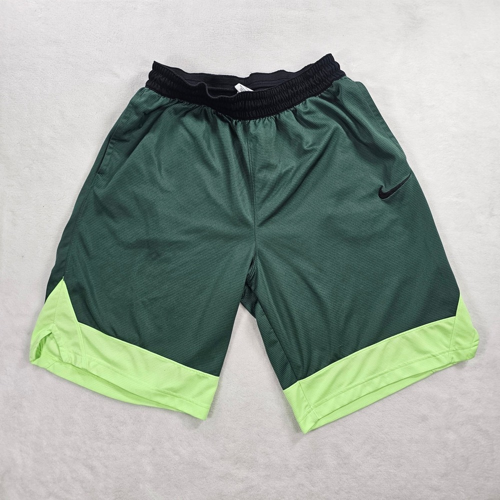 Nike Basketball Shorts Mens Large Green Excellent Dri-FIT Mesh Athletic Gym